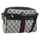 GUCCI GG Supreme Sherry Line Shoulder Bag PVC Navy Gold 010 378 Auth 176374-1