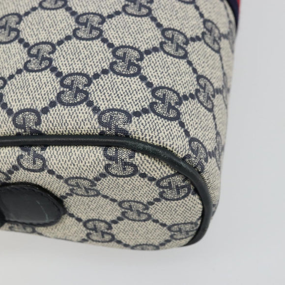 GUCCI GG Supreme Sherry Line Shoulder Bag PVC Navy Gold 010 378 Auth 176374