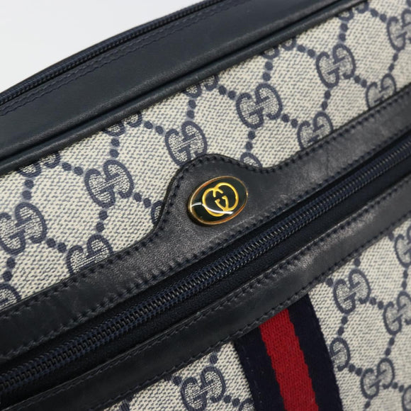 GUCCI GG Supreme Sherry Line Shoulder Bag PVC Navy Gold 010 378 Auth 176374