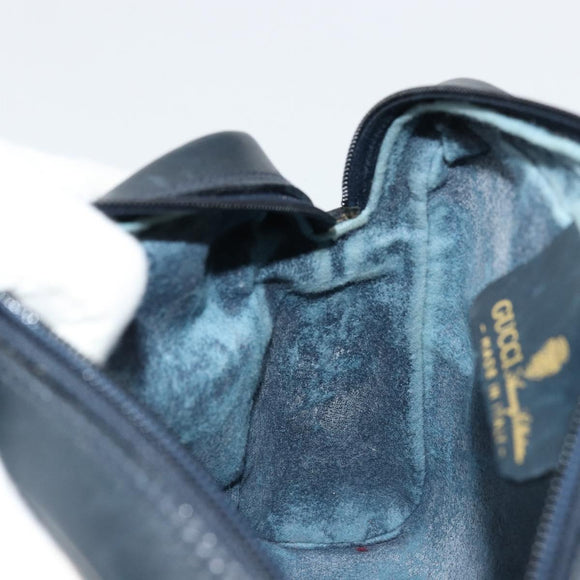 GUCCI GG Supreme Sherry Line Shoulder Bag PVC Navy Gold 010 378 Auth 176374