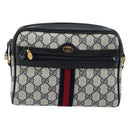 GUCCI GG Supreme Sherry Line Shoulder Bag PVC Navy Gold 010 378 Auth 176374-2