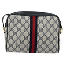 GUCCI GG Supreme Sherry Line Shoulder Bag PVC Navy Gold 010 378 Auth 176374-3