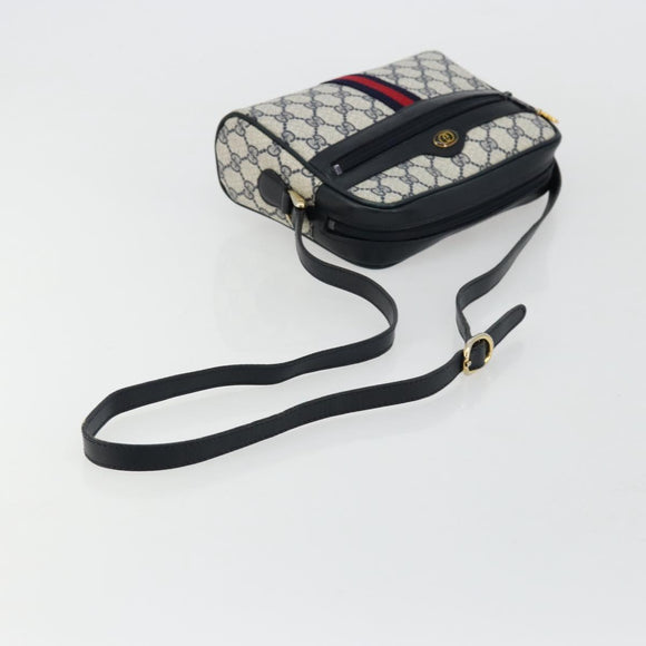GUCCI GG Supreme Sherry Line Shoulder Bag PVC Navy Gold 010 378 Auth 176374