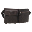 GUCCI GG Canvas Waist bag Dark Brown Silver 28566 Auth 176378-1