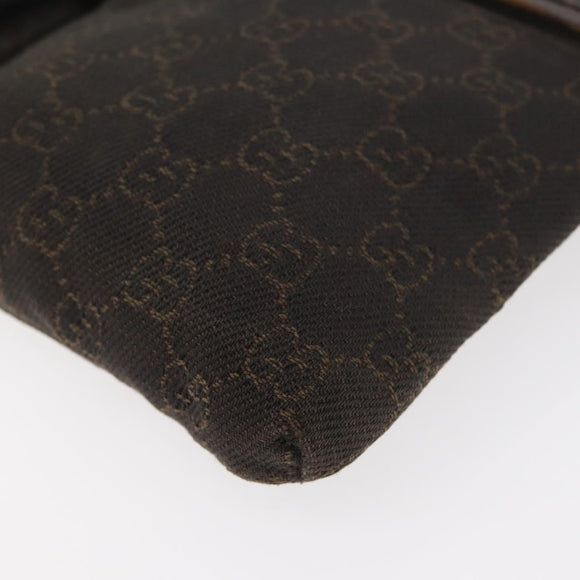GUCCI GG Canvas Waist bag Dark Brown Silver 28566 Auth 176378