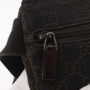 GUCCI GG Canvas Waist bag Dark Brown Silver 28566 Auth 176378-14