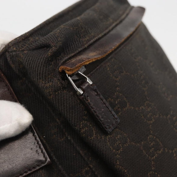GUCCI GG Canvas Waist bag Dark Brown Silver 28566 Auth 176378