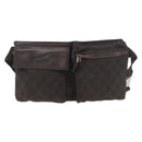 GUCCI GG Canvas Waist bag Dark Brown Silver 28566 Auth 176378-2