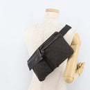 GUCCI GG Canvas Waist bag Dark Brown Silver 28566 Auth 176378-24