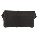 GUCCI GG Canvas Waist bag Dark Brown Silver 28566 Auth 176378-3