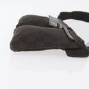 GUCCI GG Canvas Waist bag Dark Brown Silver 28566 Auth 176378-4