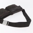 GUCCI GG Canvas Waist bag Dark Brown Silver 28566 Auth 176378-7