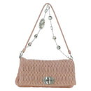 Miu Miu Matelasse Chain Shoulder Bag Leather 2way Pink Silver Auth 176382SAM-1