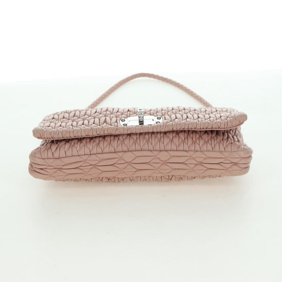 Miu Miu Matelasse Chain Shoulder Bag Leather 2way Pink Silver Auth 176382SAM