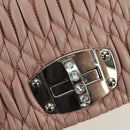 Miu Miu Matelasse Chain Shoulder Bag Leather 2way Pink Silver Auth 176382SAM-19