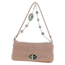 Miu Miu Matelasse Chain Shoulder Bag Leather 2way Pink Silver Auth 176382SAM-2