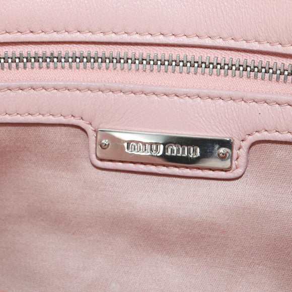 Miu Miu Matelasse Chain Shoulder Bag Leather 2way Pink Silver Auth 176382SAM
