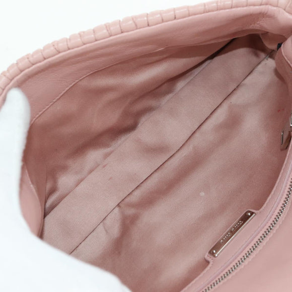 Miu Miu Matelasse Chain Shoulder Bag Leather 2way Pink Silver Auth 176382SAM