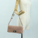 Miu Miu Matelasse Chain Shoulder Bag Leather 2way Pink Silver Auth 176382SAM-28