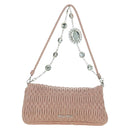 Miu Miu Matelasse Chain Shoulder Bag Leather 2way Pink Silver Auth 176382SAM-3