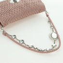 Miu Miu Matelasse Chain Shoulder Bag Leather 2way Pink Silver Auth 176382SAM-7