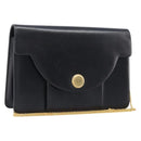 Christian Dior Chain Shoulder Bag Leather Black Gold Auth 176389-1