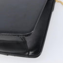 Christian Dior Chain Shoulder Bag Leather Black Gold Auth 176389-13