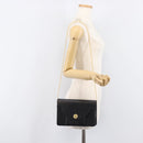 Christian Dior Chain Shoulder Bag Leather Black Gold Auth 176389-26