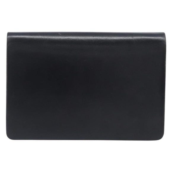 Christian Dior Chain Shoulder Bag Leather Black Gold Auth 176389