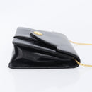 Christian Dior Chain Shoulder Bag Leather Black Gold Auth 176389-4