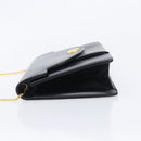 Christian Dior Chain Shoulder Bag Leather Black Gold Auth 176389-5