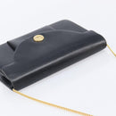 Christian Dior Chain Shoulder Bag Leather Black Gold Auth 176389-6