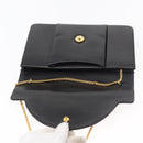 Christian Dior Chain Shoulder Bag Leather Black Gold Auth 176389A-10