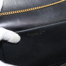 Christian Dior Chain Shoulder Bag Leather Black Gold Auth 176389A-18