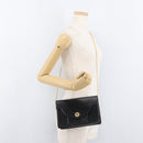 Christian Dior Chain Shoulder Bag Leather Black Gold Auth 176389A-21