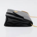 Christian Dior Chain Shoulder Bag Leather Black Gold Auth 176389A-3