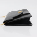 Christian Dior Chain Shoulder Bag Leather Black Gold Auth 176389A-4