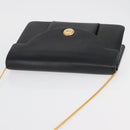 Christian Dior Chain Shoulder Bag Leather Black Gold Auth 176389A-6