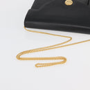 Christian Dior Chain Shoulder Bag Leather Black Gold Auth 176389A-7
