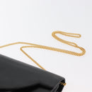 Christian Dior Chain Shoulder Bag Leather Black Gold Auth 176389A-8