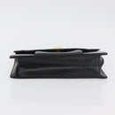 Christian Dior Chain Shoulder Bag Leather Black Gold Auth 176389A-5