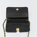 CHANEL Matelassé Ketting Schoudertas Lamsleer Zwart Goud CC Authenticatie 176391-10
