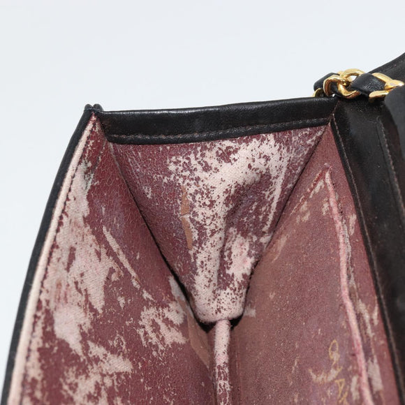 CHANEL Matelassé Ketting Schoudertas Lamsleer Zwart Goud CC Authenticatie 176391