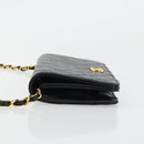 CHANEL Matelassé Ketting Schoudertas Lamsleer Zwart Goud CC Authenticatie 176391-4