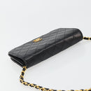 CHANEL Matelassé Ketting Schoudertas Lamsleer Zwart Goud CC Authenticatie 176391-6