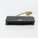 CHANEL Matelassé Ketting Schoudertas Lamsleer Zwart Goud CC Authenticatie 176391-5