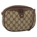 GUCCI GG Supreme Web Sherry Line Bag PVC Beige Gold 007 58 6112 Auth 176401-1