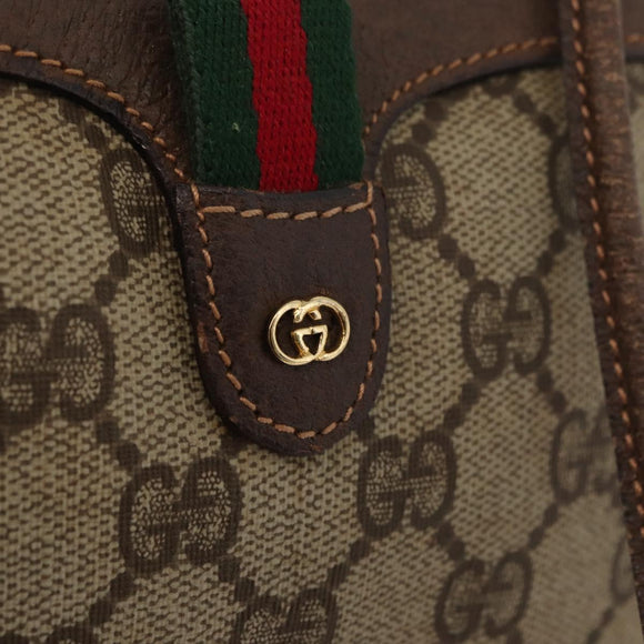 GUCCI GG Supreme Web Sherry Line Bag PVC Beige Gold 007 58 6112 Auth 176401