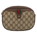 GUCCI GG Supreme Web Sherry Line Bag PVC Beige Gold 007 58 6112 Auth 176401-13