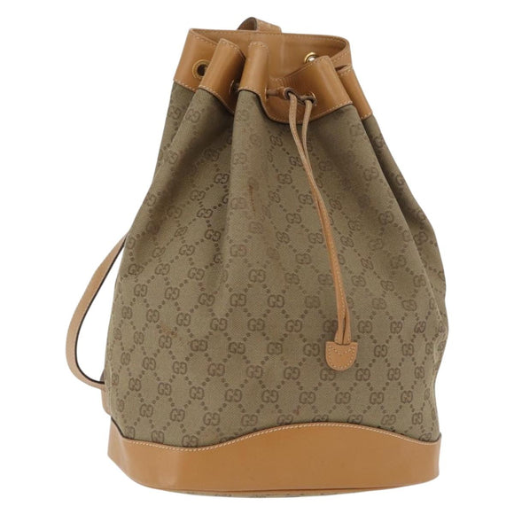 GUCCI GG Canvas Purse Shoulder Bag Beige Gold Auth 176405